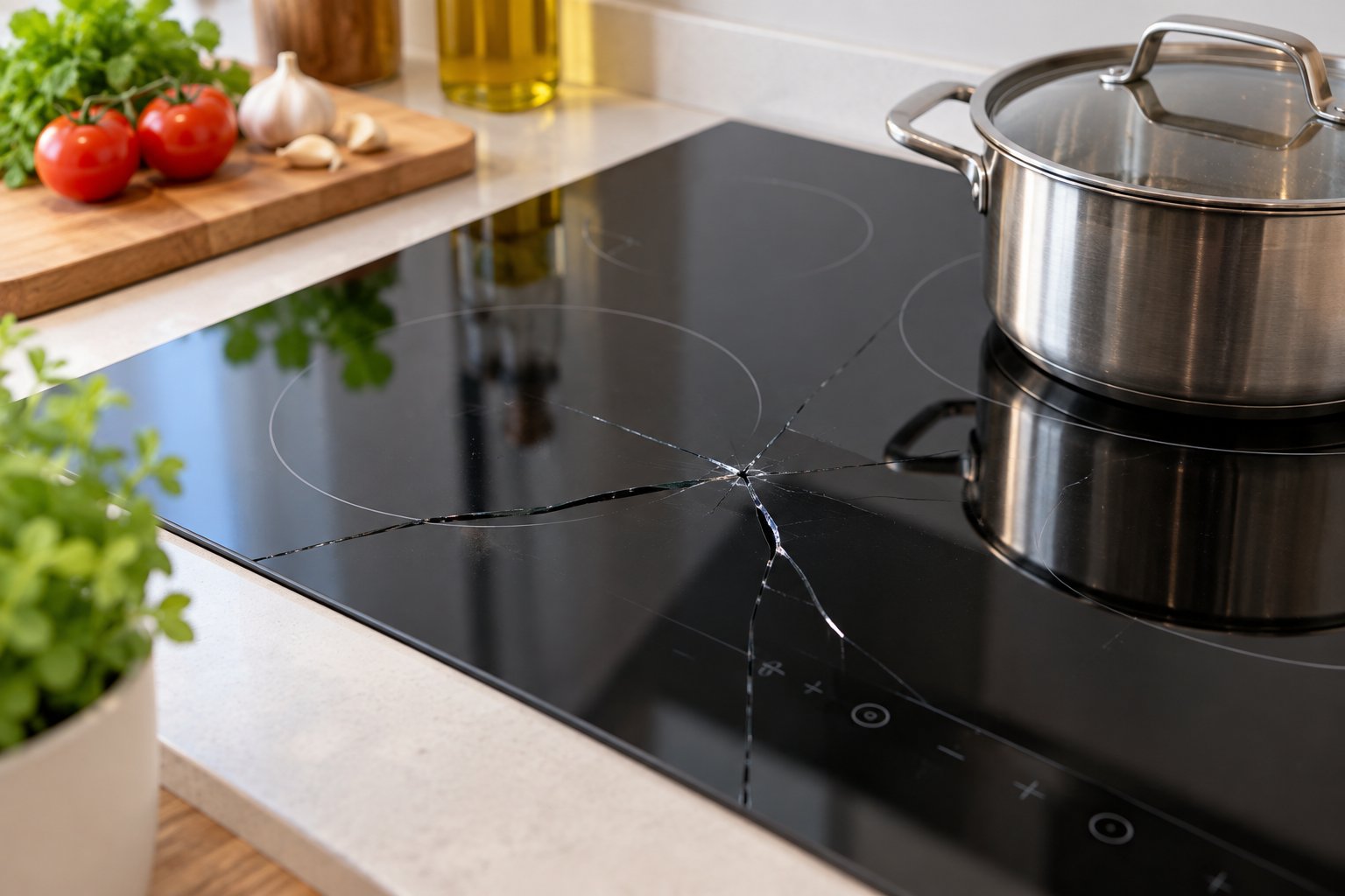 Mặt kính bếp từ bị nứt có dùng được không? 1 Mặt kính bếp từ bị nứt có dùng được không?