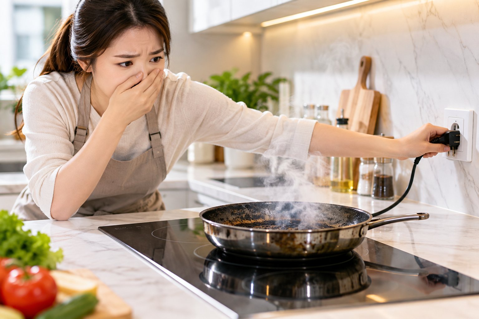 Bếp từ có mùi khét: Ngắt điện và xử lý an toàn 1 Bếp từ có mùi khét: Ngắt điện và xử lý an toàn
