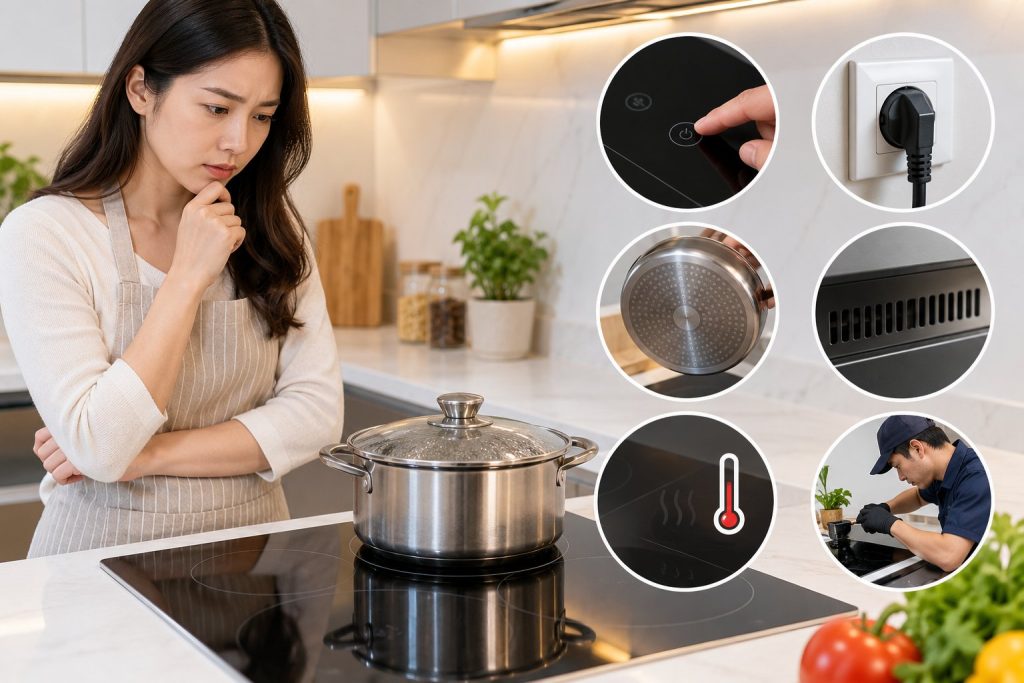 Bếp từ đang nấu tự tắt: Cách kiểm tra an toàn