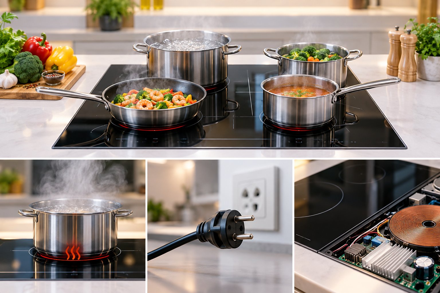 Bếp từ tự giảm công suất khi nấu nhiều vùng 2 Ảnh minh hoạ: Bếp từ tự giảm công suất khi nấu nhiều vùng