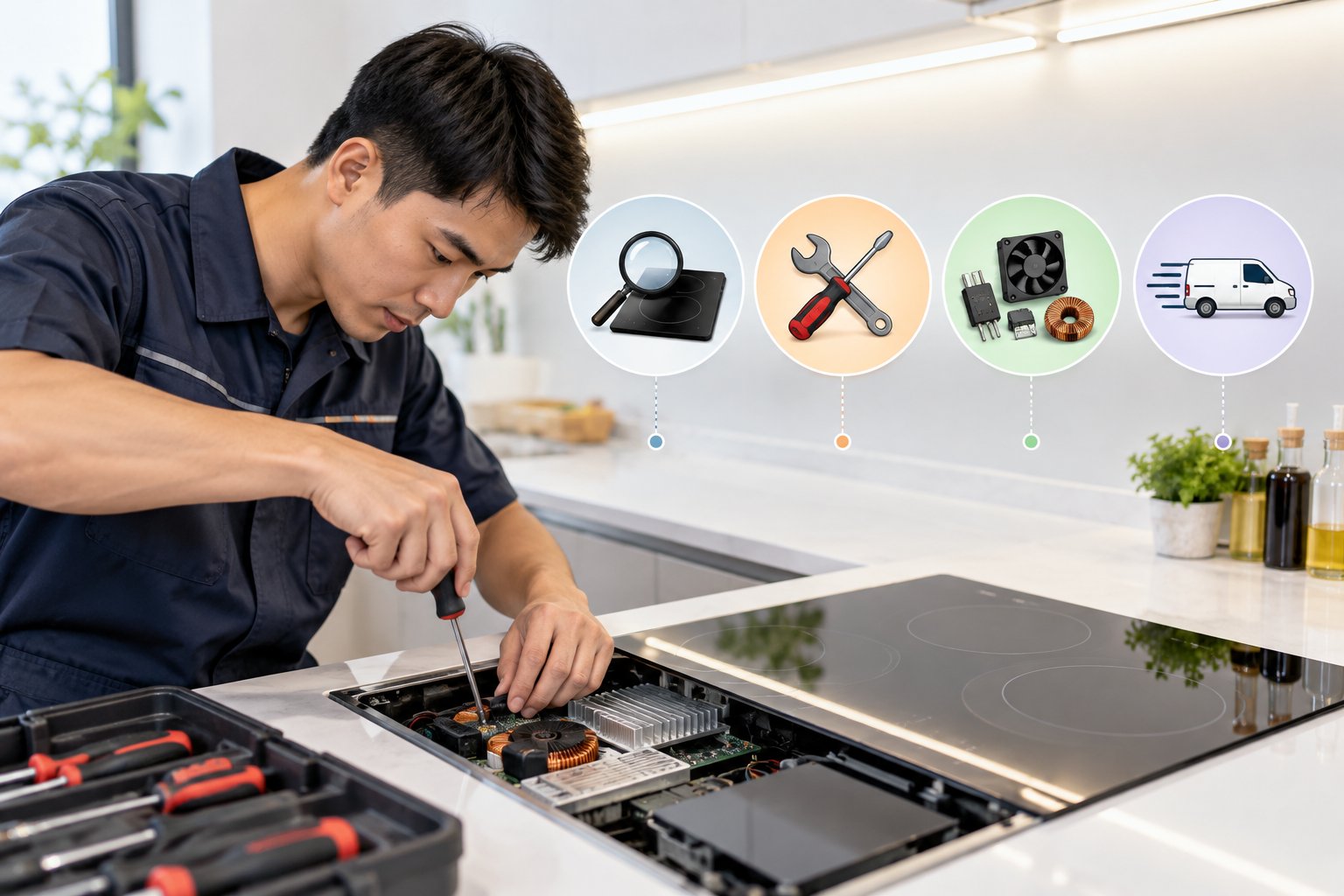 Chi phí sửa bếp từ tại nhà gồm những khoản nào? 2 Ảnh minh hoạ: Chi phí sửa bếp từ tại nhà gồm những khoản nào?