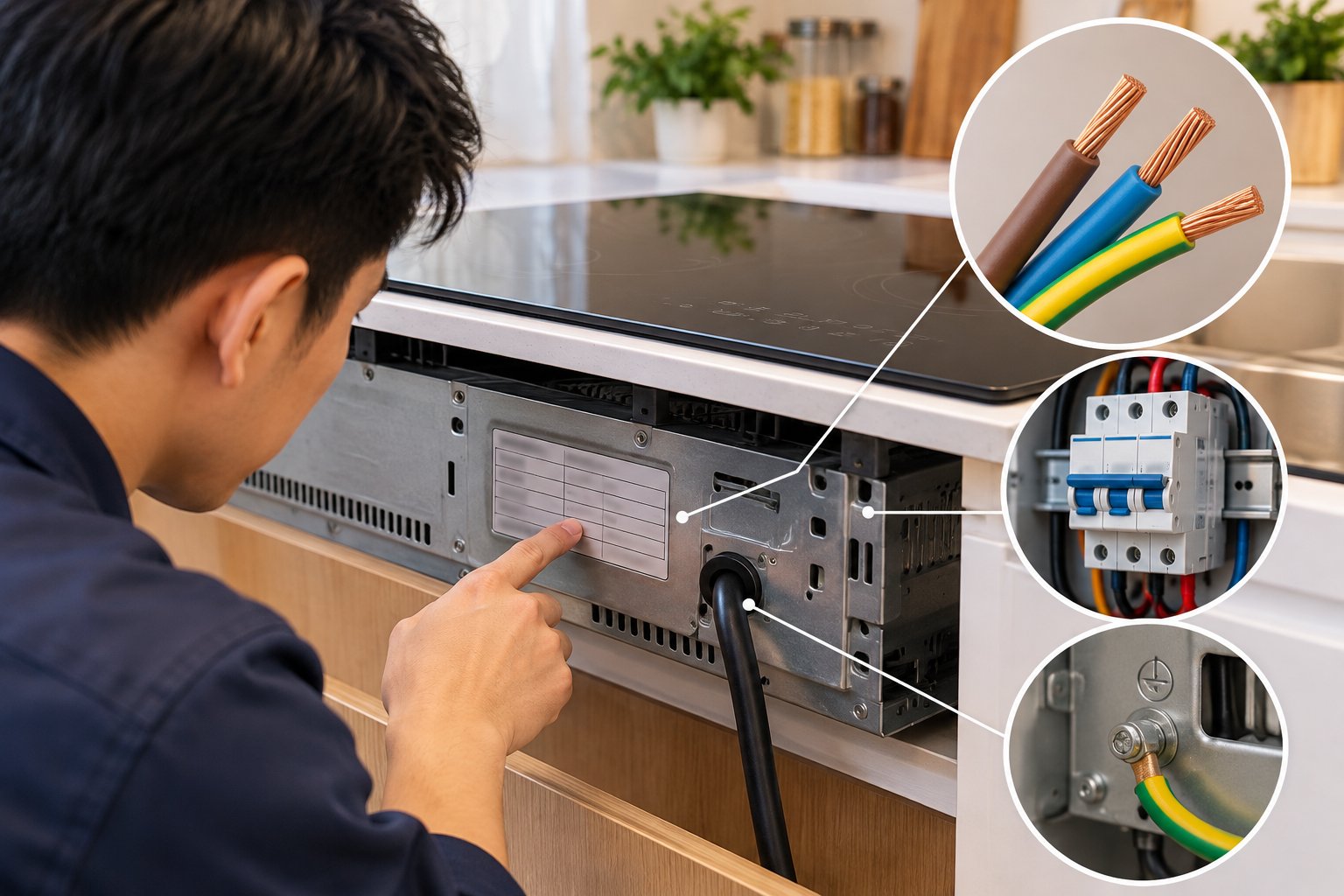 Bếp từ cần dây điện và aptomat thế nào? 2 Ảnh minh hoạ: Bếp từ cần dây điện và aptomat thế nào?